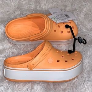 orange platform crocs
